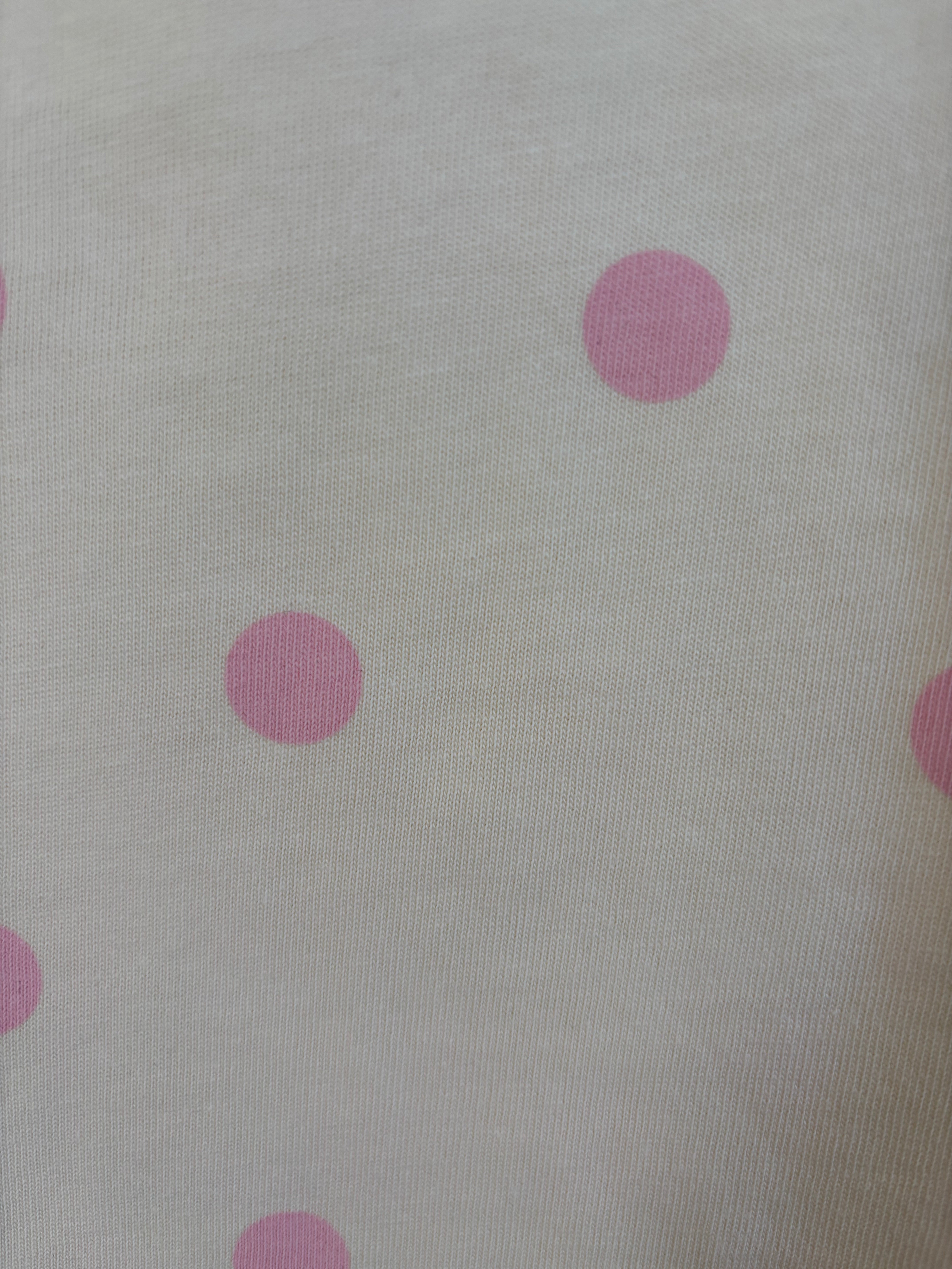 Cream kitty dots cotton T-shirt