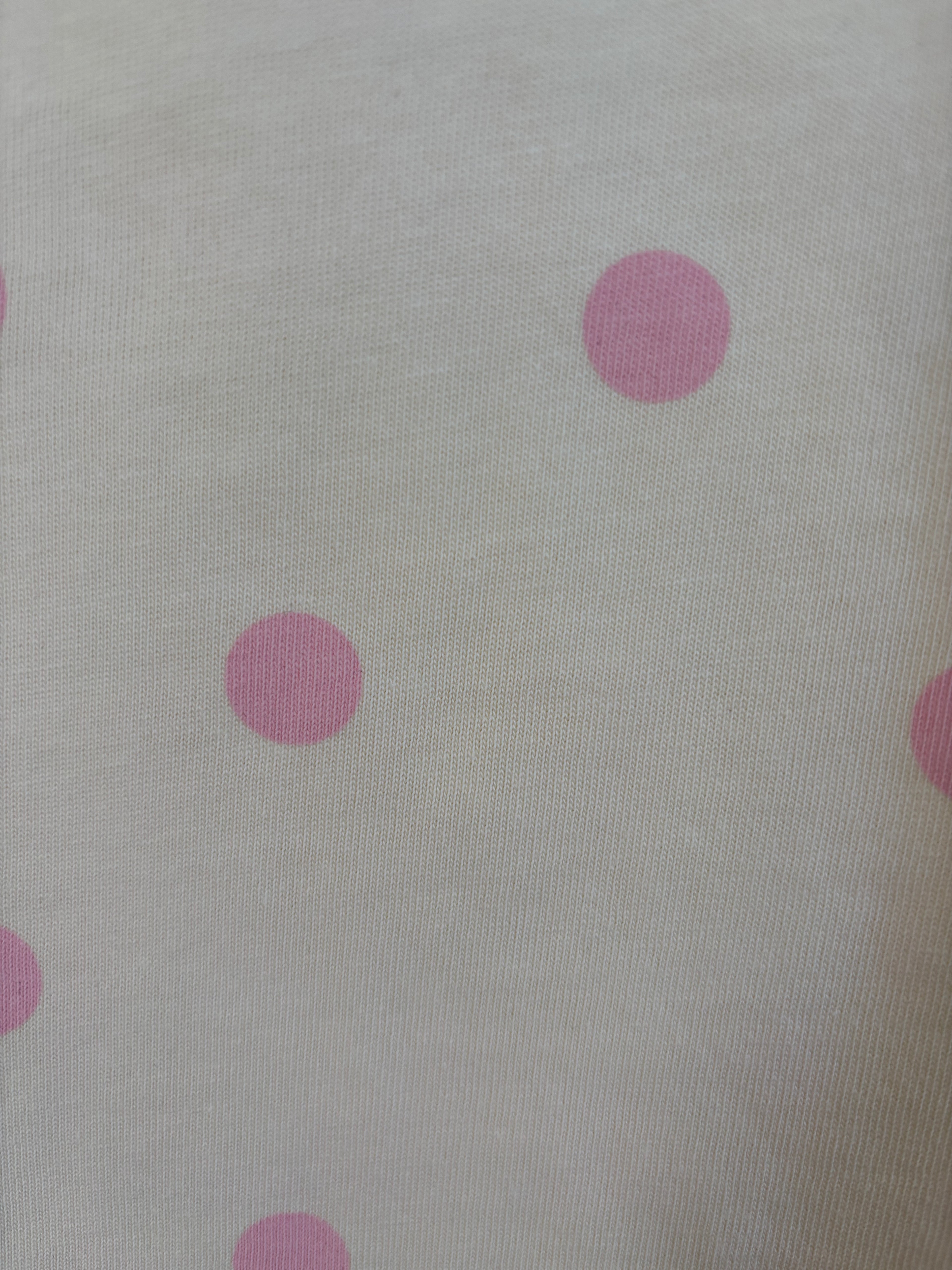 Cream kitty dots cotton T-shirt
