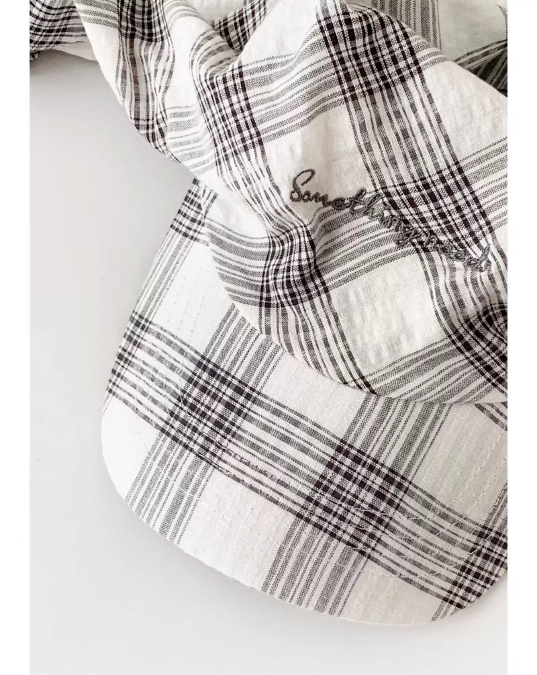 Chic Scarf-Tie Peaked Cap Plaid & Striped Streetwear Hat with Back Ribbon Wrap