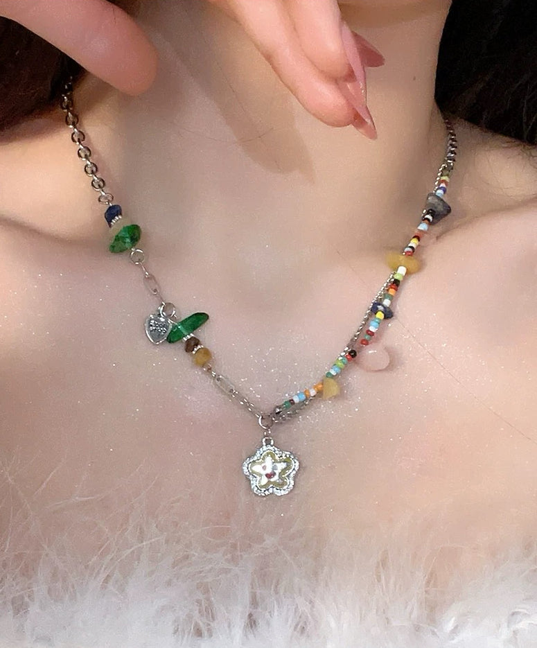 Kawaii Black Cat Rainbow Star Necklace Colorful Y2K Statement Jewelry Harajuku Style Layered Chain