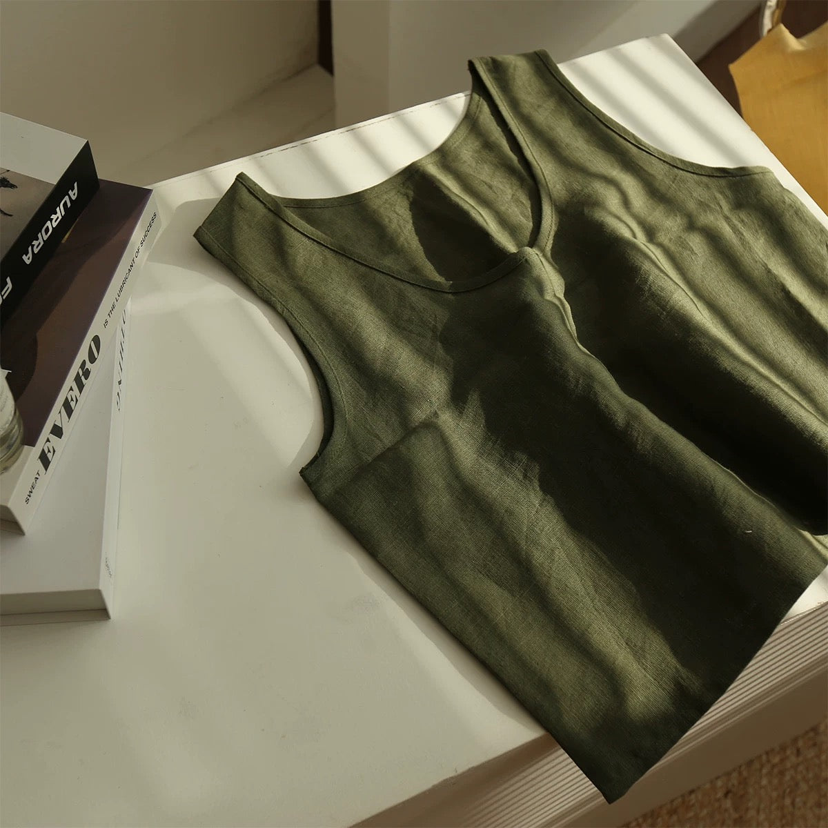 100% Hemp Linen Tank Top for Women Sleeveless U-Back Camisole Summer Blouse Eco Friendly Casual