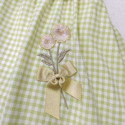 Green Gingham Cottagecore Dress Sweet Lolita Sleeveless Ruffle Midi Dress with Bow and Floral Embroidery