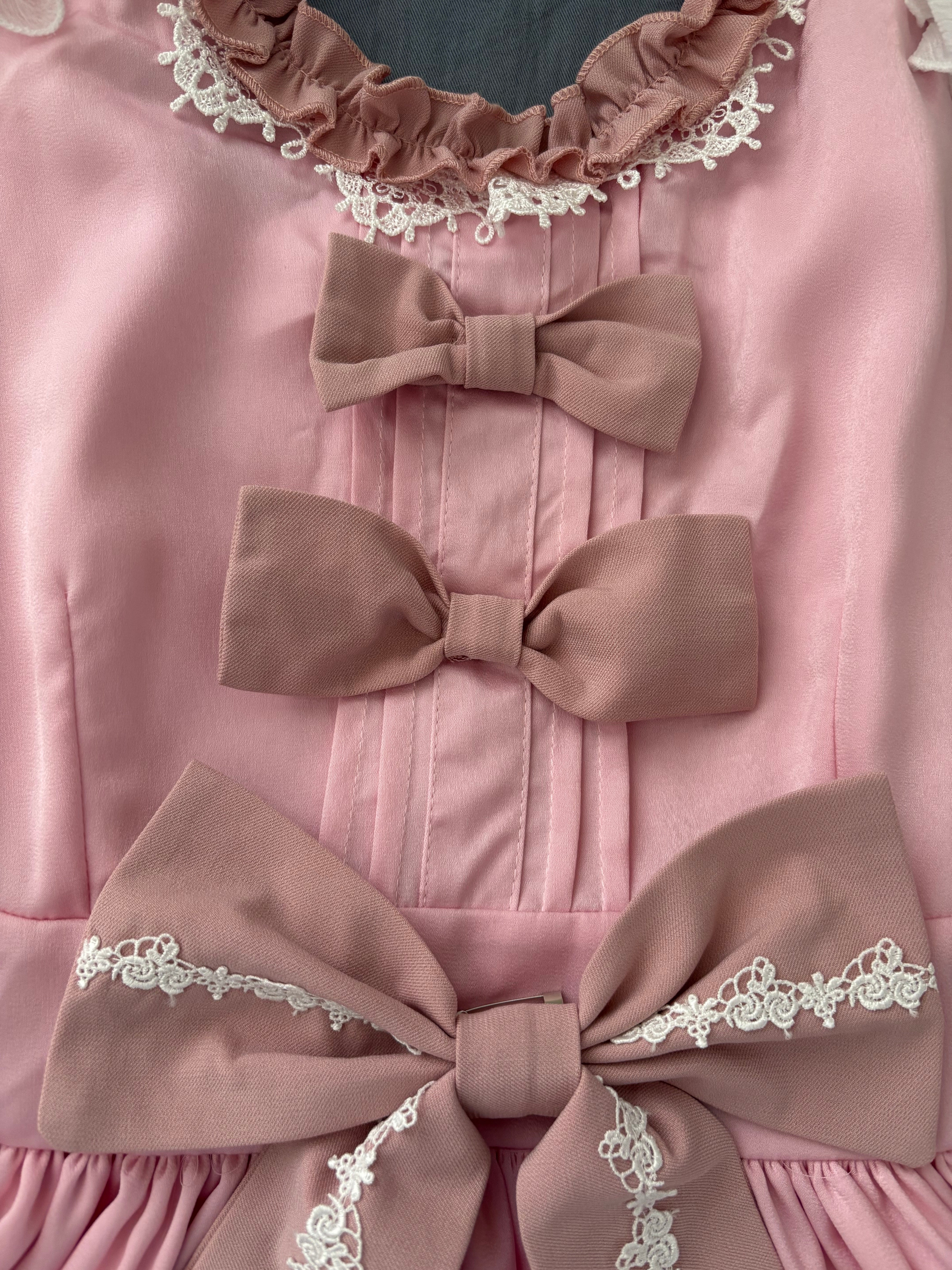 Cute Lolita Kawaii Dress for Teens Sweet Lace Bow High Waist A Line Cocktail Party Dresses