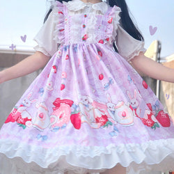 Women Girls Lolita Dress Lace Ruffle Frill Pleat Japanese Lovely Kawaii Cosplay Sweetheart Style