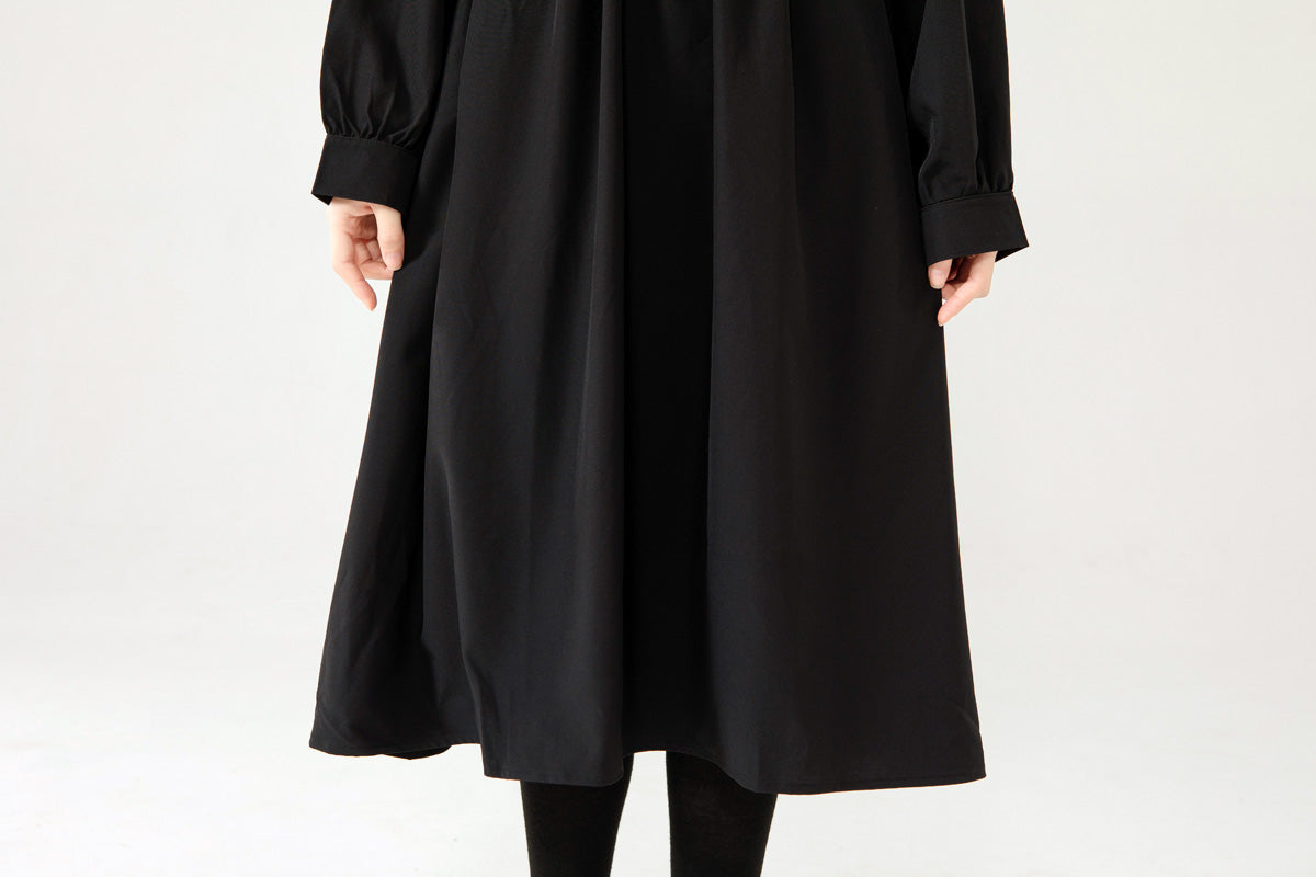 Sweet Lolita Black Long Sleeve Dress White Lace Sailor Collar Vintage Kawaii Elegant A-line Midi Dress