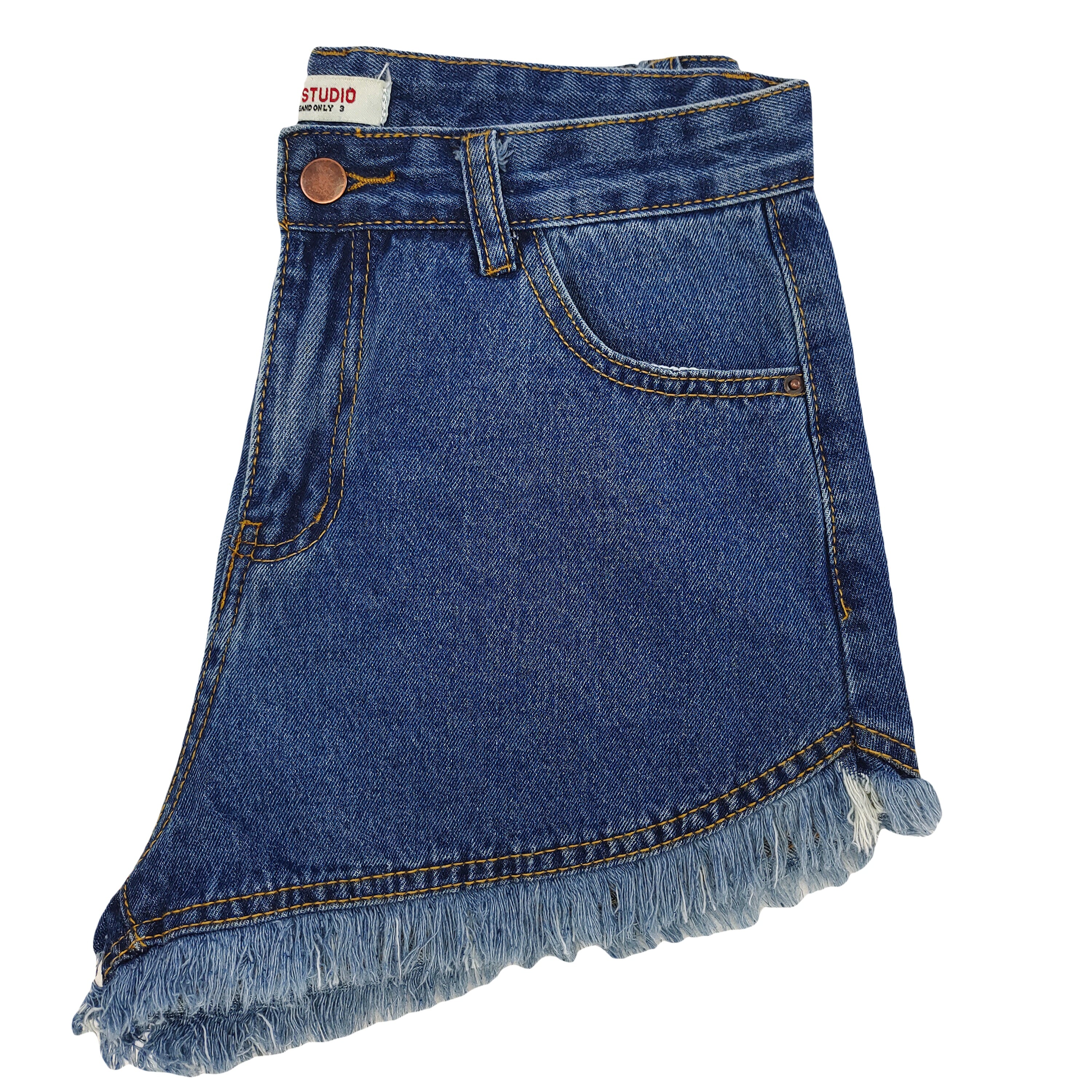High Waist Denim Shorts with Raw Frayed Hem Classic Blue Jean Cutoffs for Girls