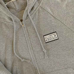 Vintage Patch Zip-Up Hoodie for Women Harajuku Loose Fit Cotton Hooded Sweatshirt