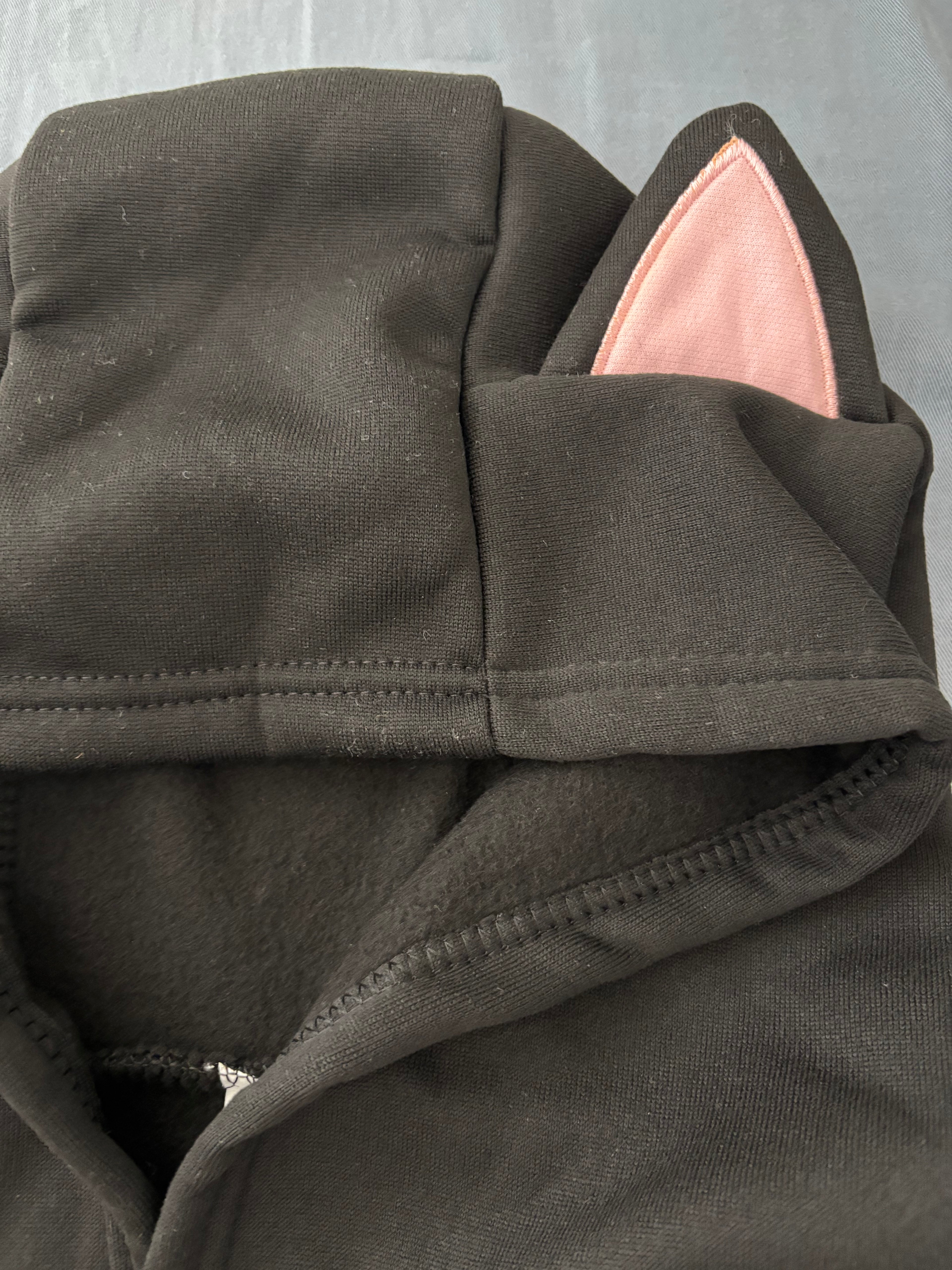 Y2K black cat cute fleece hoodie for women