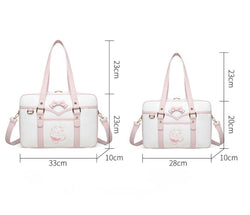Kawaii Embroidered Bow Shoulder Bag for Girls Japanese JK School Uniform Style Satchel