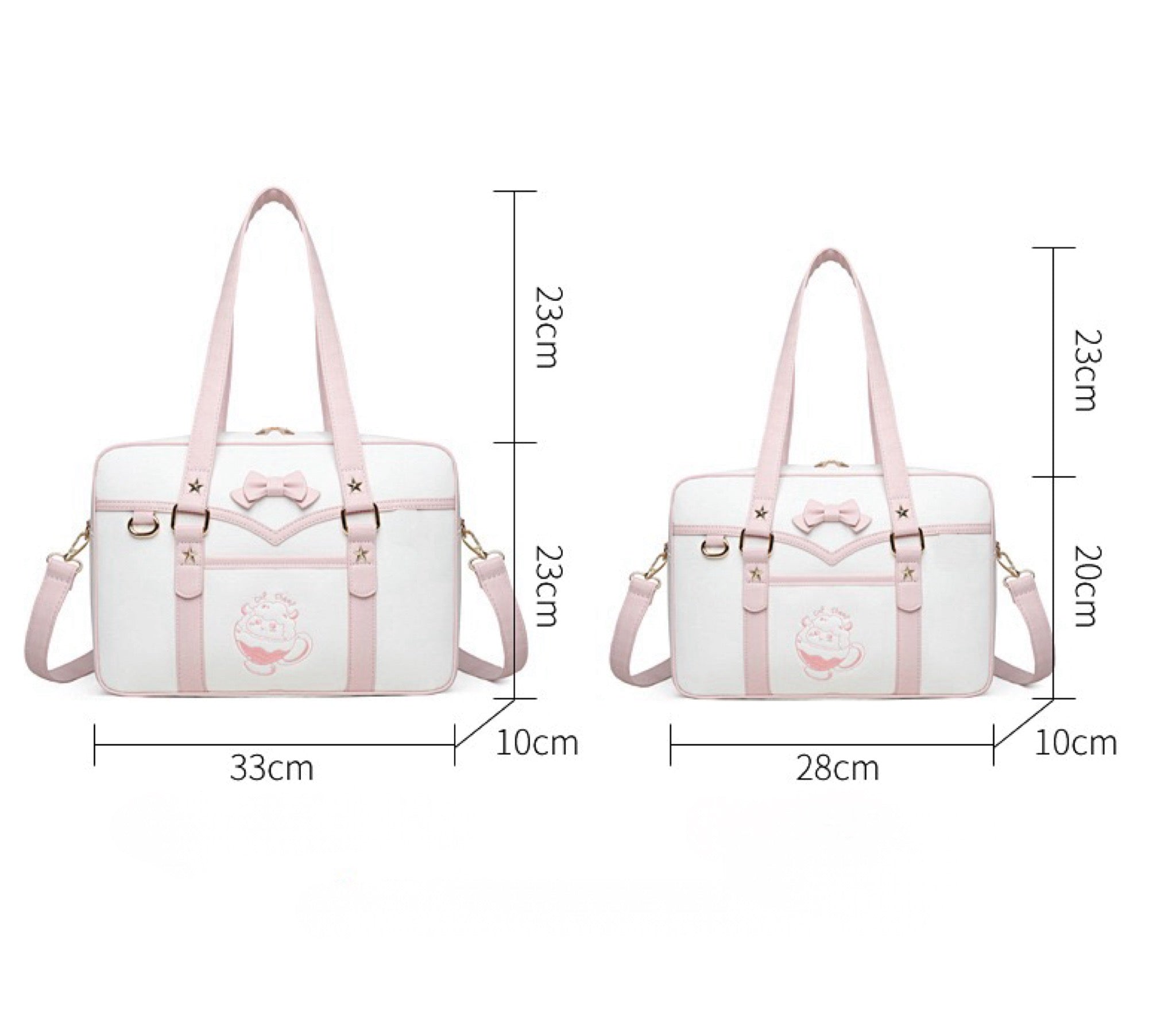 Kawaii Embroidered Bow Shoulder Bag for Girls Japanese JK School Uniform Style Satchel