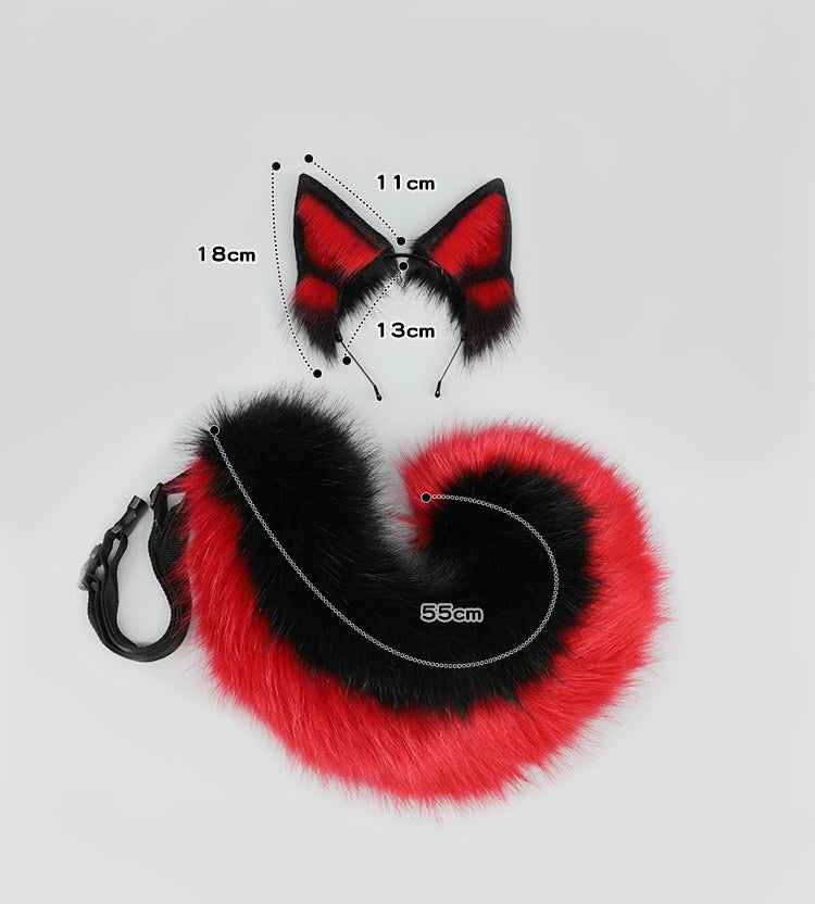 Kawaii Cosplay Dog Ears & Tail Set Fluffy German Shepherd Hellhound Costume Accessory for Women