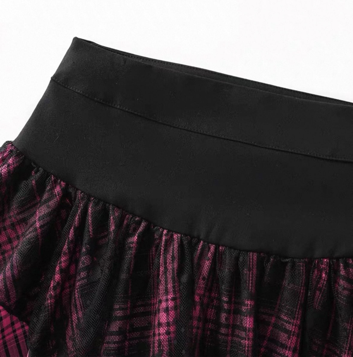 Gothic Lace-Up Irregular Plaid Mesh Skirt with Chain Sweet Punk Y2K Fairycore Mini Skirt