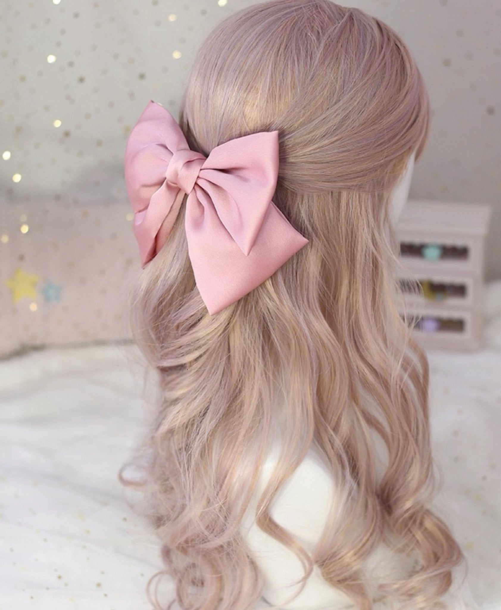Elegant Japanese Style Large Satin Bow Hair Clip Lolita & JK Back Headpiece