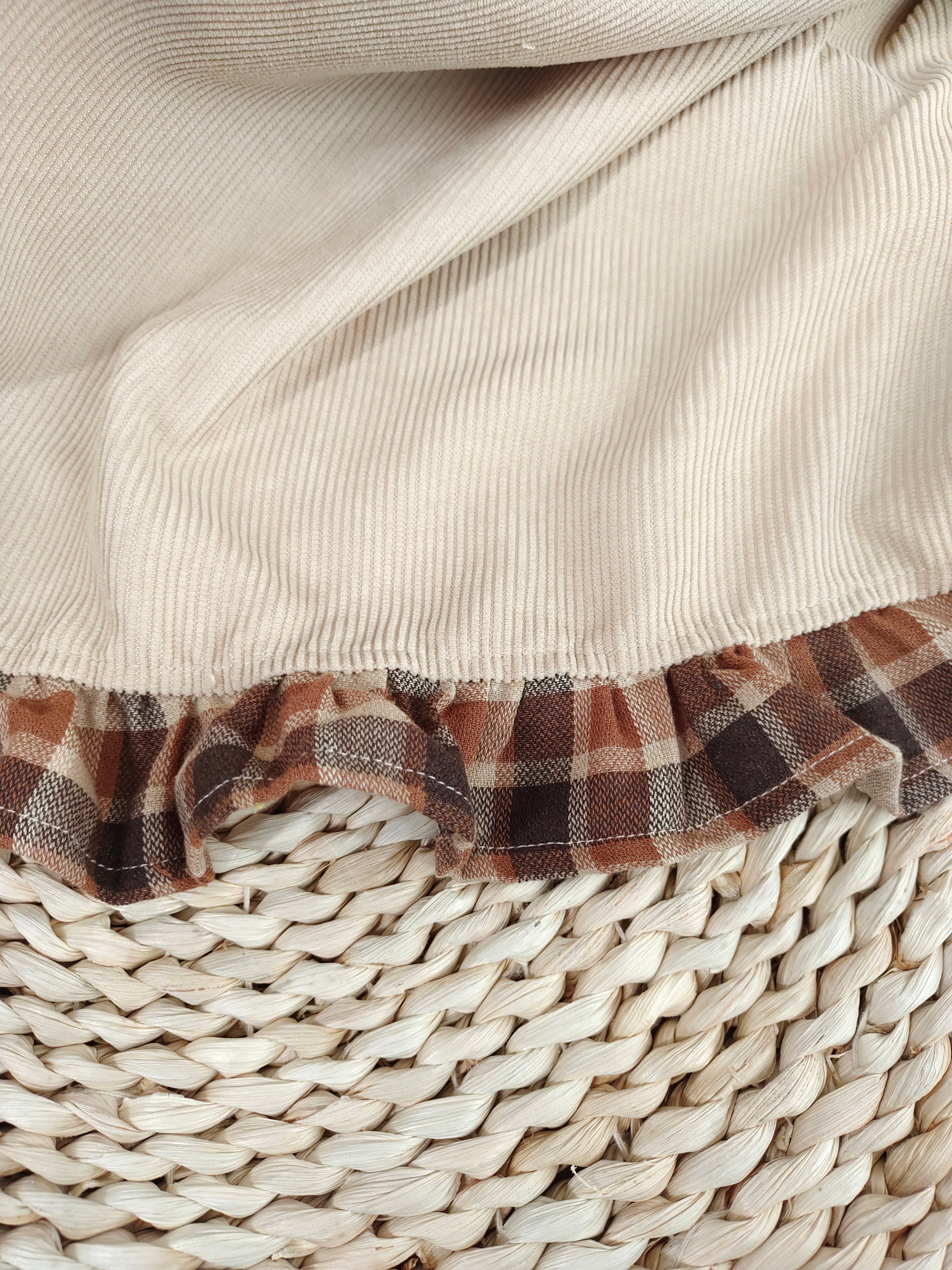 Kawaii Bear Embroidered Corduroy Pinafore Dress for Teen Girls Ruffled Overall Suspender Skirt