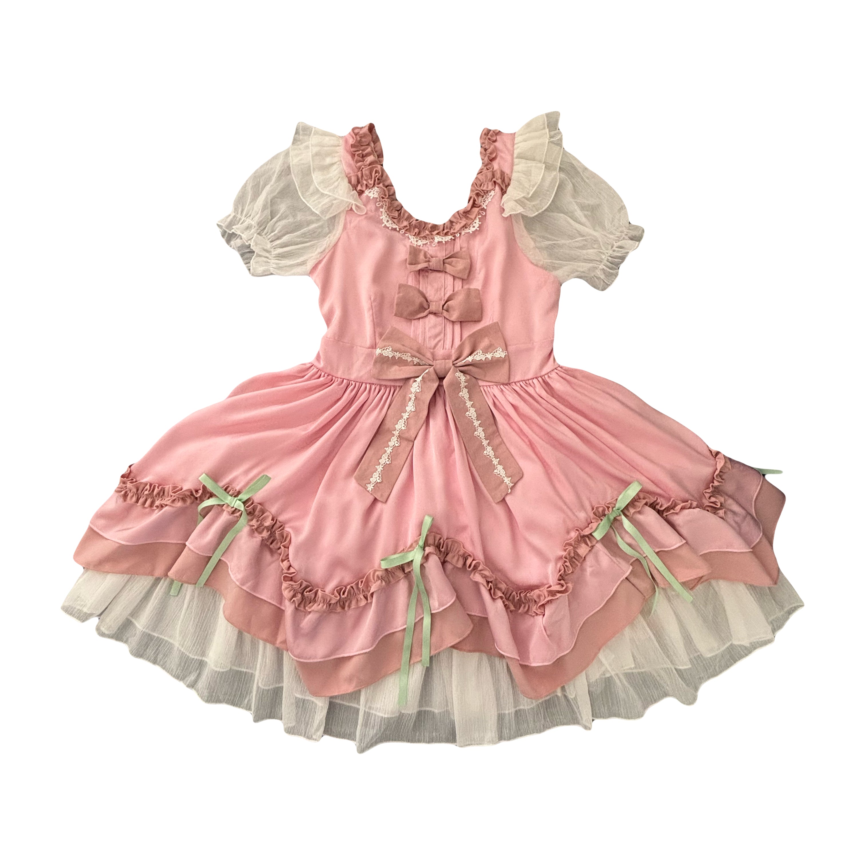 Cute Lolita Kawaii Dress for Teens Sweet Lace Bow High Waist A Line Cocktail Party Dresses
