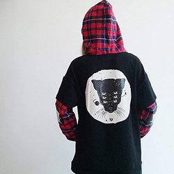 Women's Korean Cute Long Sleeve Loose False Two-Piece Jacket Fox Print Cotton Sweatshirts