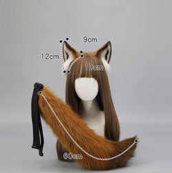 Realistic Fox Ears and Tail Cosplay Set Cute Fluffy Animal Costume Headband Belt Tail for Anime ConHalloween Party