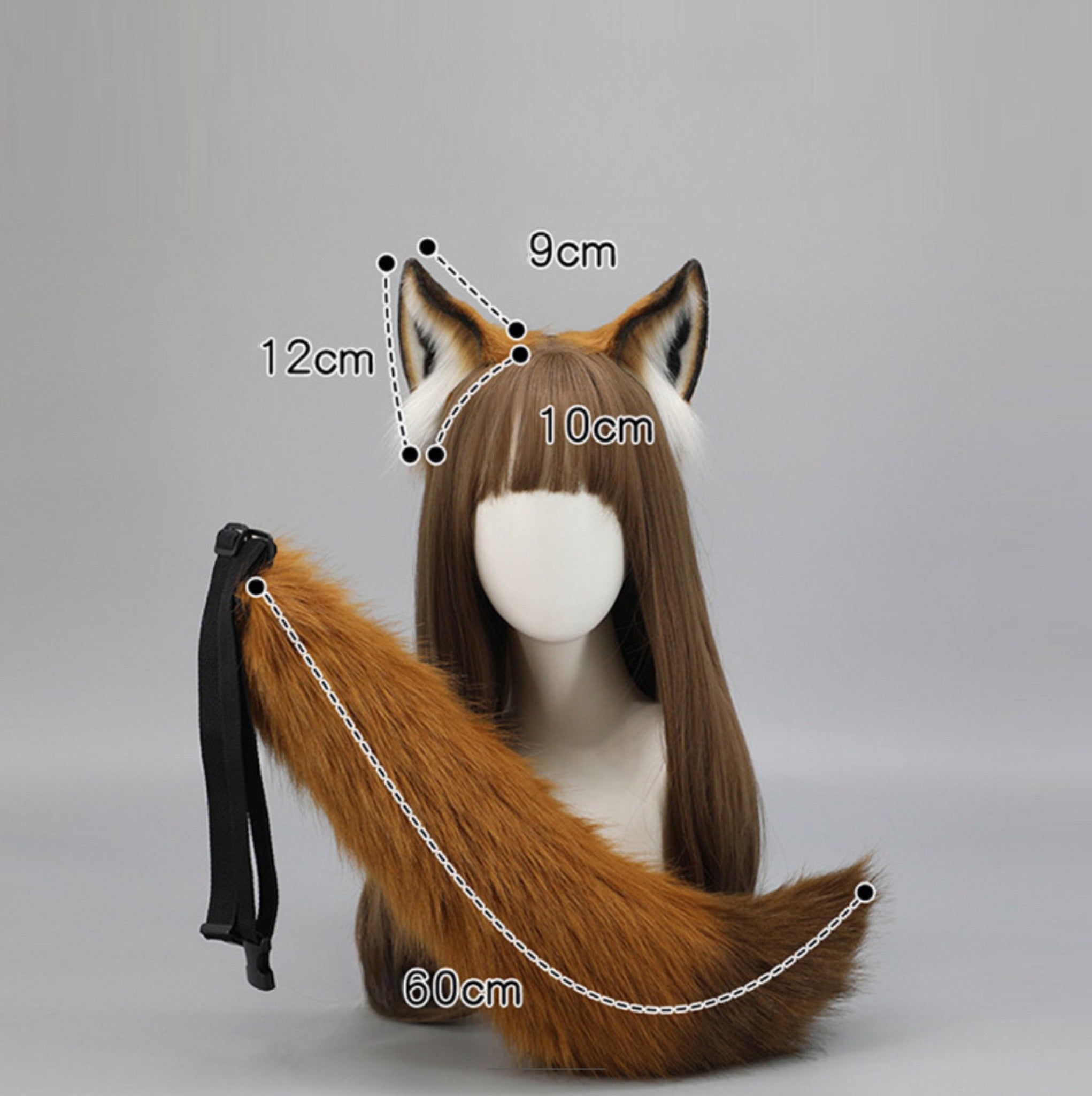 Realistic Fox Ears and Tail Cosplay Set Cute Fluffy Animal Costume Headband Belt Tail for Anime ConHalloween Party