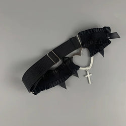 Lolita Heart Bow Lace Leg Garter Sexy Adjustable Cross Thigh Ring for Stockings Women