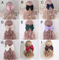 Elegant Japanese Style Large Satin Bow Hair Clip Lolita & JK Back Headpiece