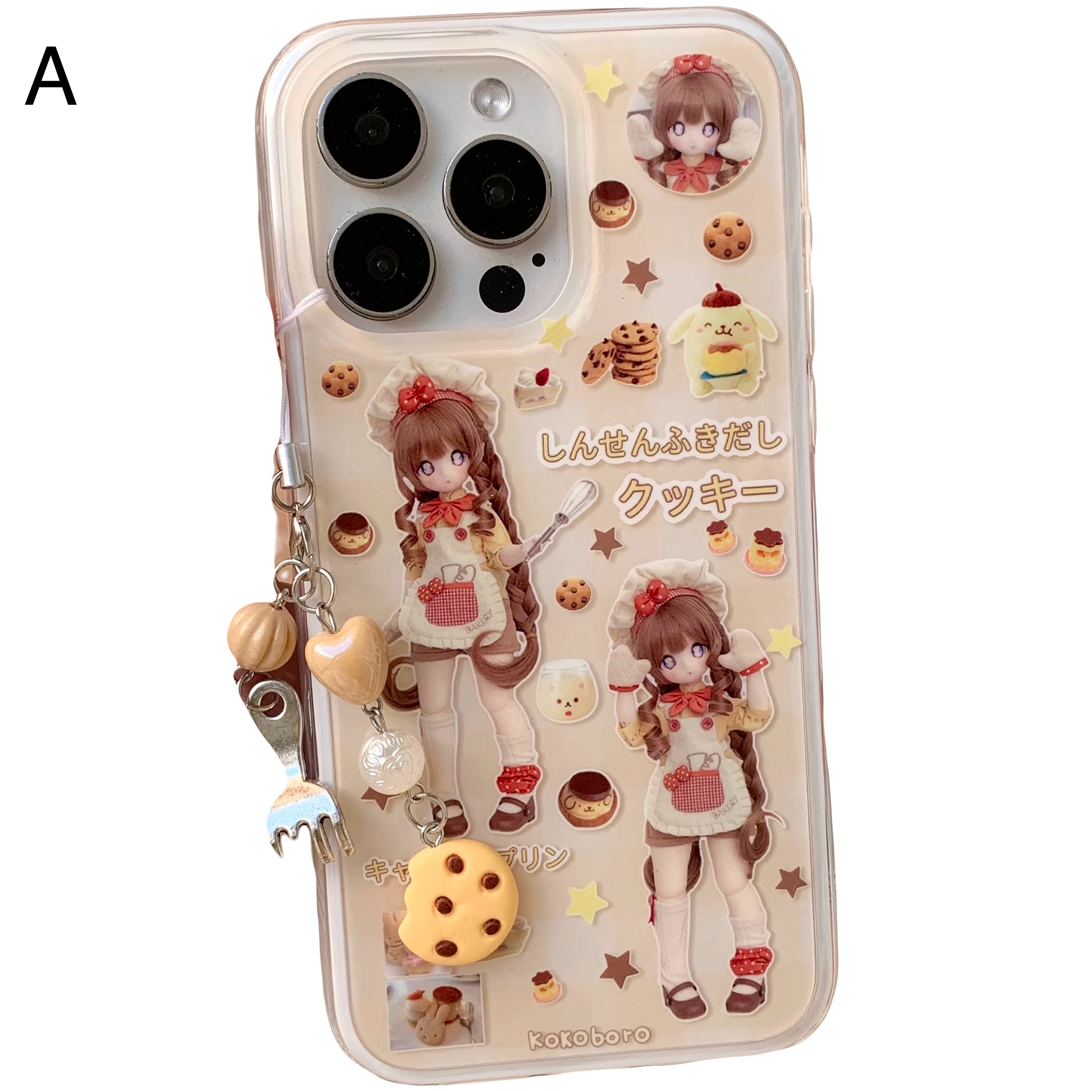 Kawaii Y2K 3D Doll iPhone Case with Charms Cute Anime Style Soft Cover by Kokoboro