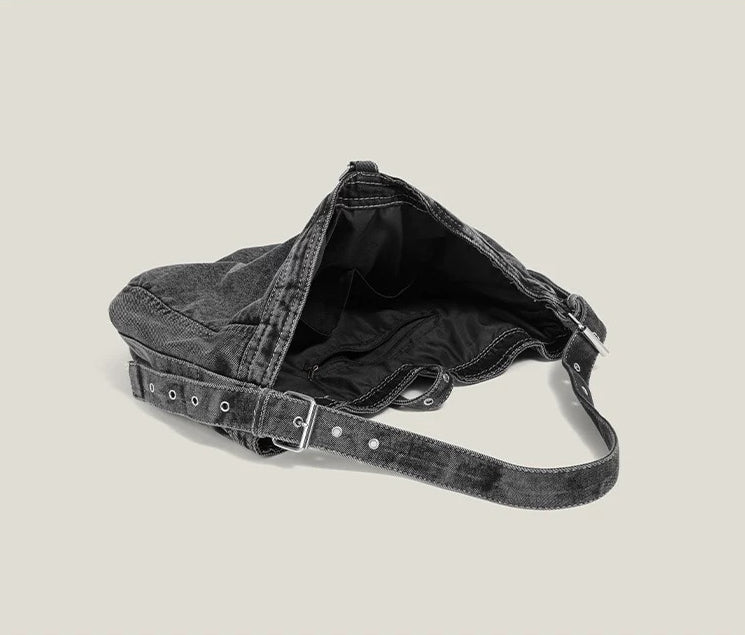 Washed Denim Tote Shoulder Bag Women Casual Slouchy Oversized Crossbody Handbag Large Capacity