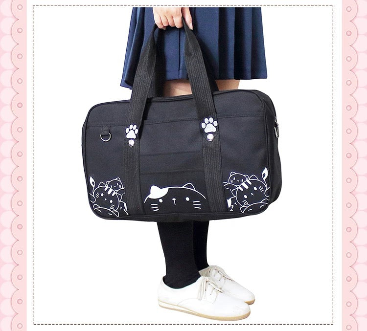 Kawaii Cat Paw Canvas Tote Bag Cute Japanese Style Shoulder Bag for Girls