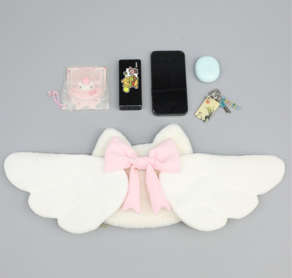 Cute Fuzzy Ita Backpack with Wings or Devil Horns Clear PVC Display Bag for Anime Streetwear Girls