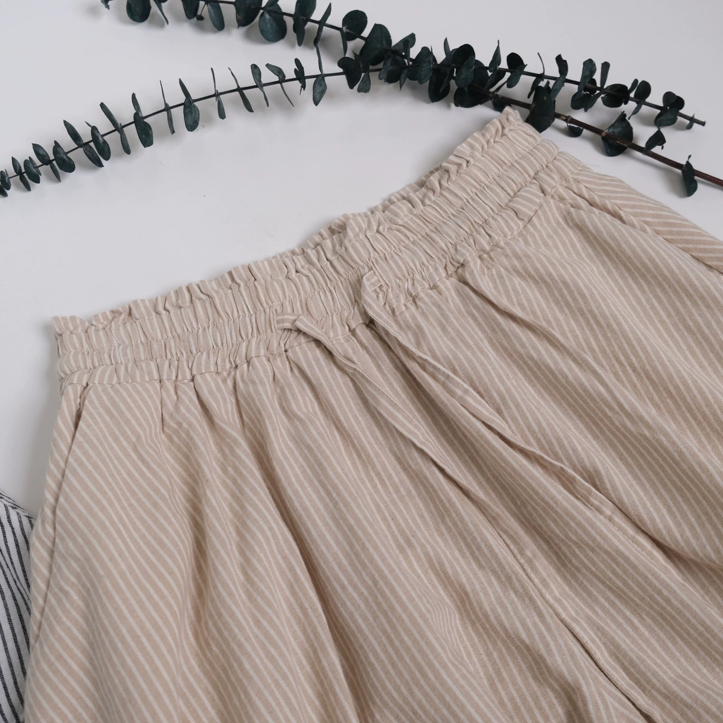 Kawaii Ruffled Striped Skort with Bow Tie Sweet Casual High Waist Summer Shorts for Girls