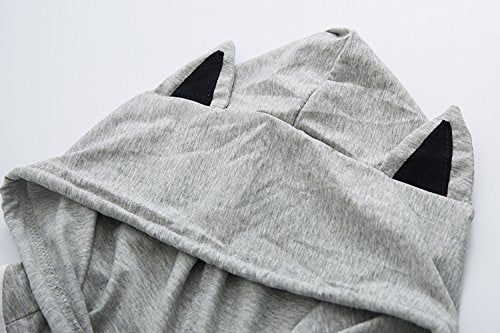 Kawaii Cat Ear Hoodie T-Shirt for Women Japanese Style Half Sleeve Cute Anime Top