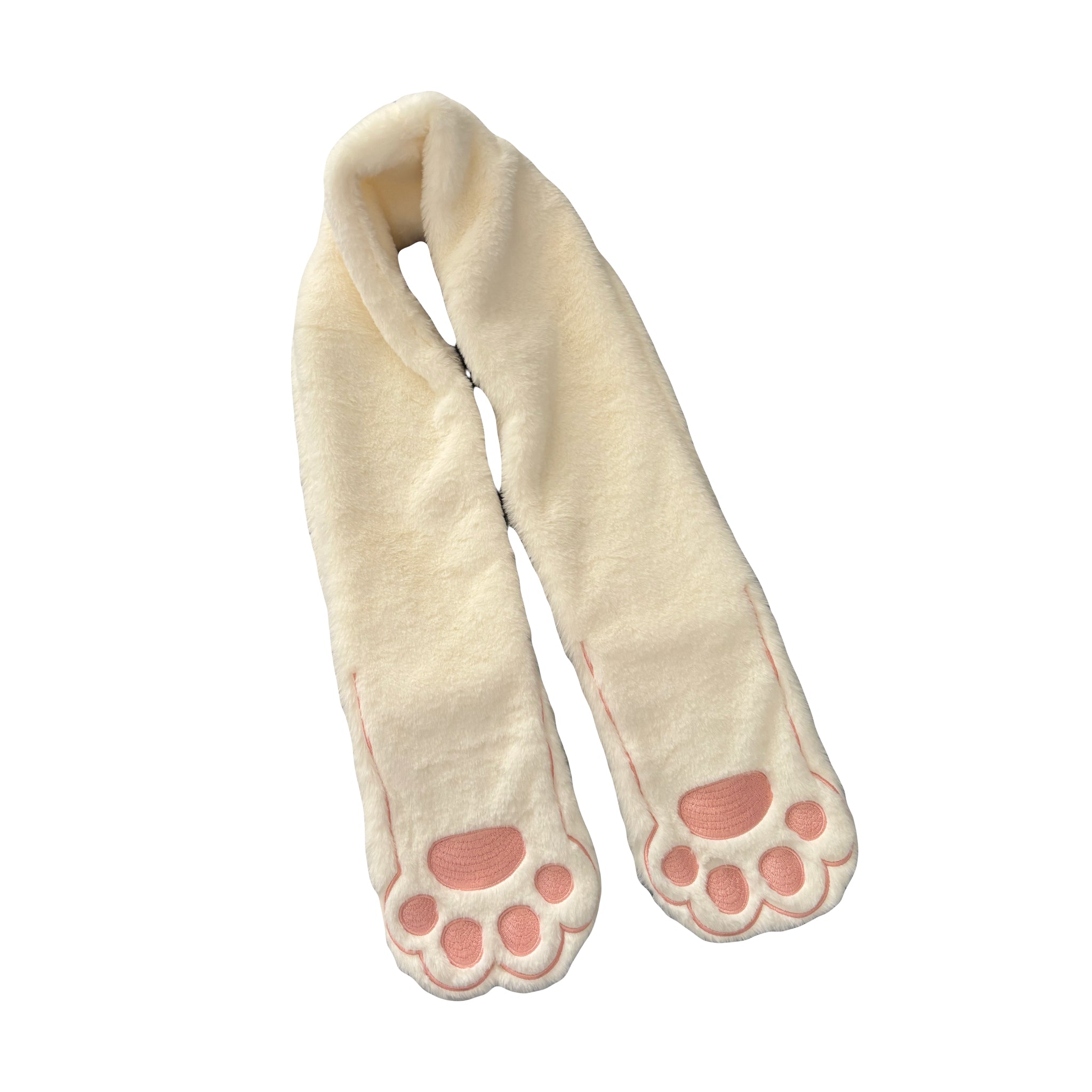 Fluffy cat paws embroidery pocket scarf