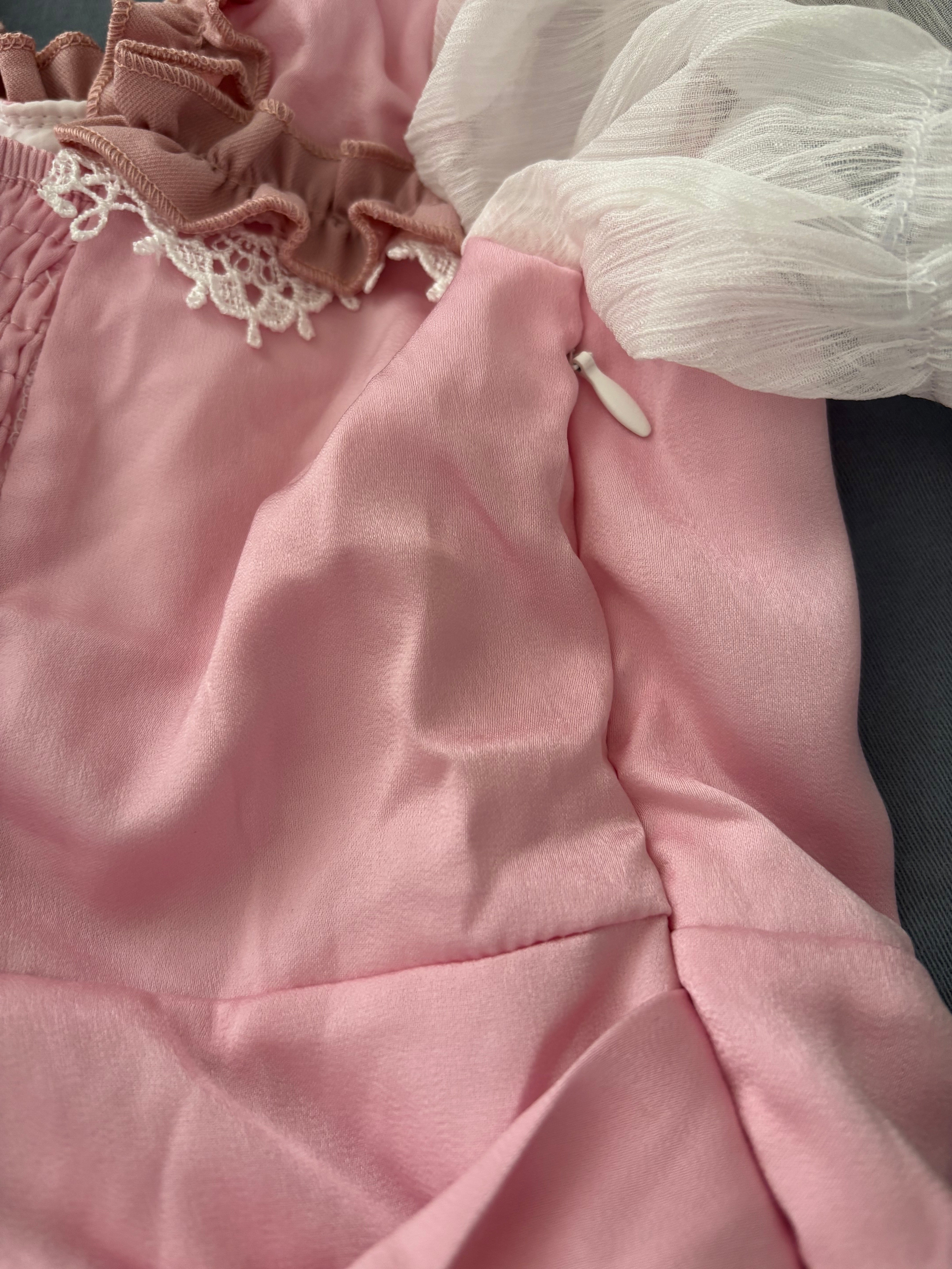 Cute Lolita Kawaii Dress for Teens Sweet Lace Bow High Waist A Line Cocktail Party Dresses