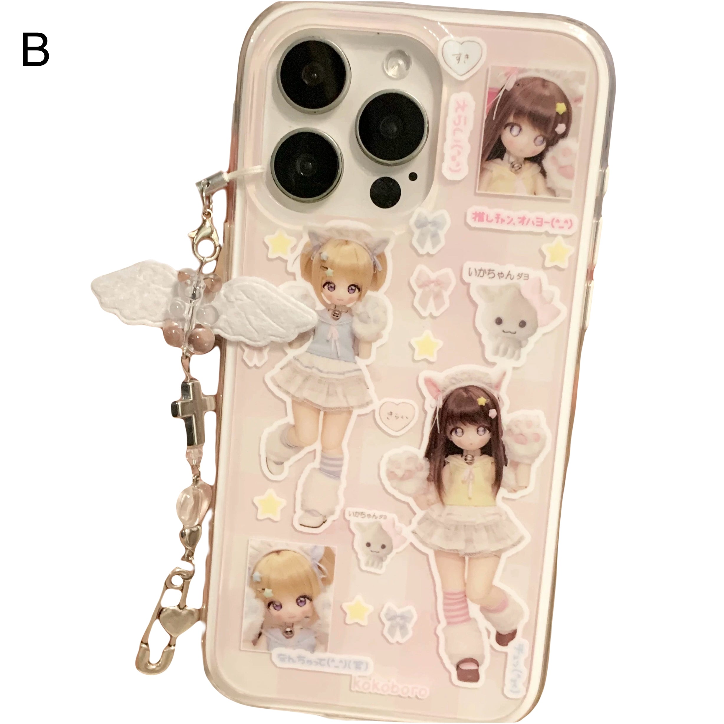 Kawaii Y2K 3D Doll iPhone Case with Charms Cute Anime Style Soft Cover by Kokoboro