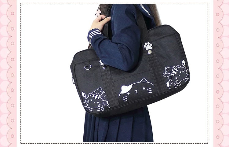 Kawaii Cat Paw Canvas Tote Bag Cute Japanese Style Shoulder Bag for Girls
