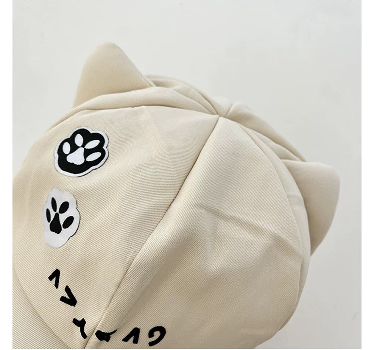 Kawaii Cat Ear Paw Embroidery Baseball Cap Japanese Y2K Style Adjustable Hat for Women