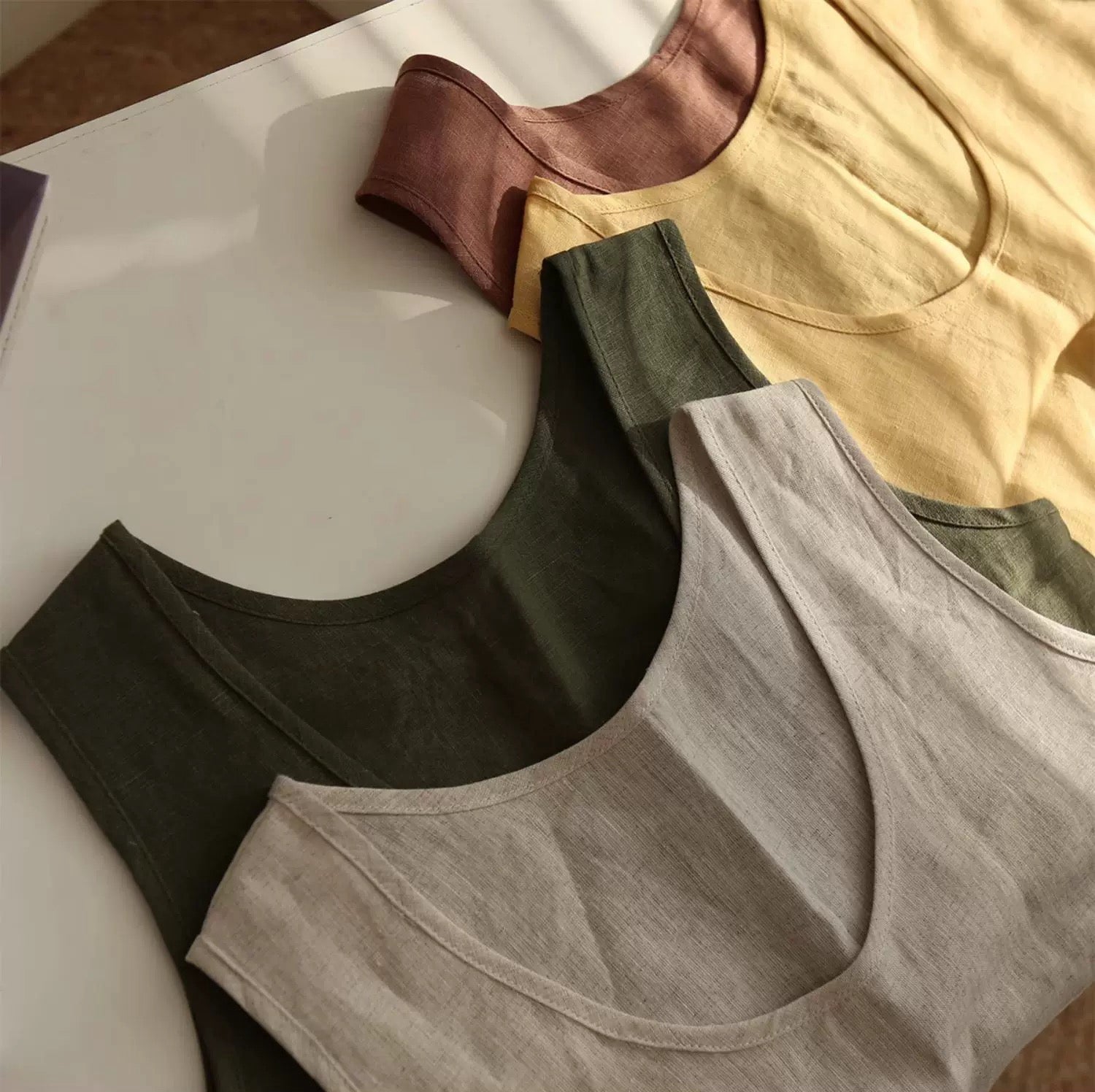 100% Hemp Linen Tank Top for Women Sleeveless U-Back Camisole Summer Blouse Eco Friendly Casual