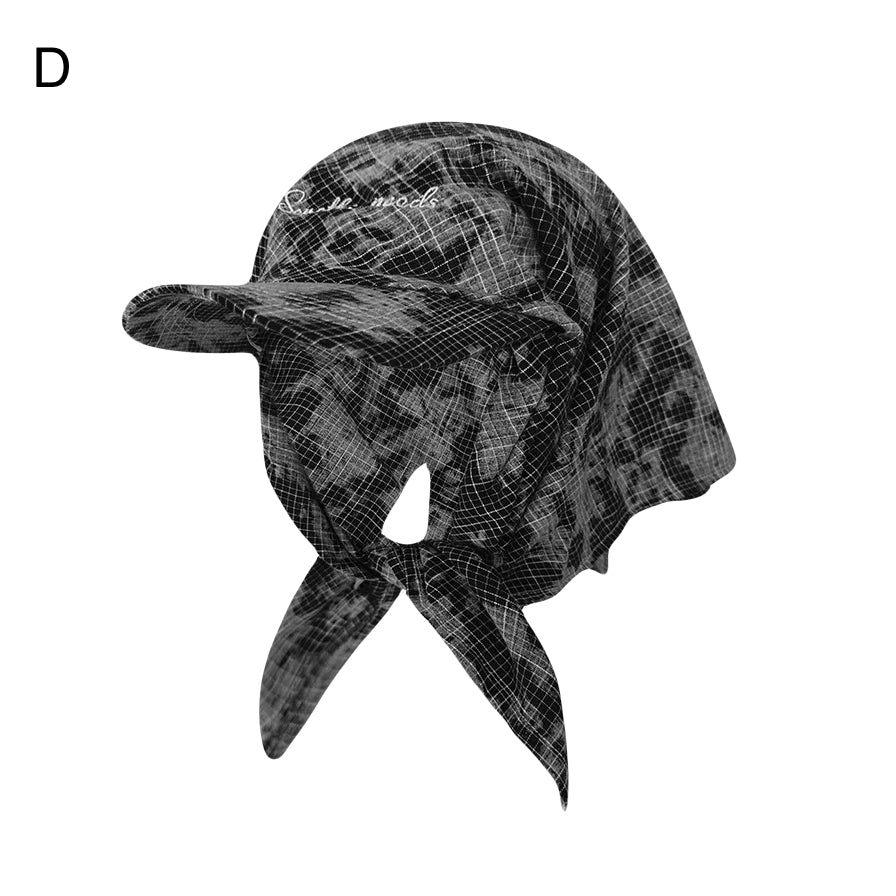 Chic Scarf-Tie Peaked Cap Plaid & Striped Streetwear Hat with Back Ribbon Wrap