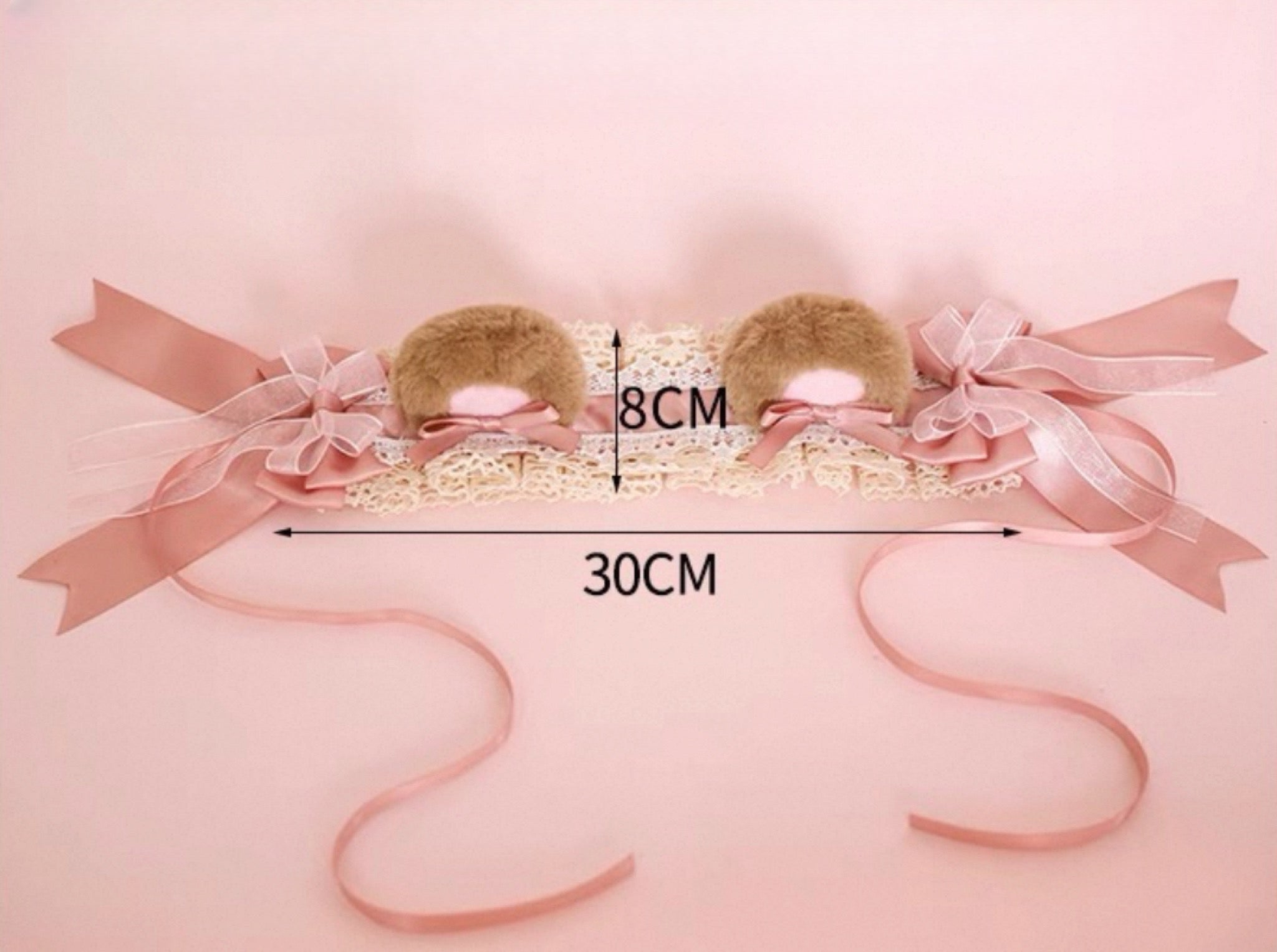 Cute Lolita Bear Ears Lace Headband Kawaii Bow Plush Animal Ear Headdress for Girls Cosplay