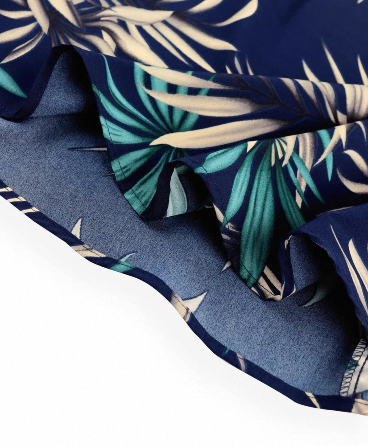 Tropical Leaf V-Neck Smocked Waist Midi Dress for Women Summer Short Sleeve Casual Sundress