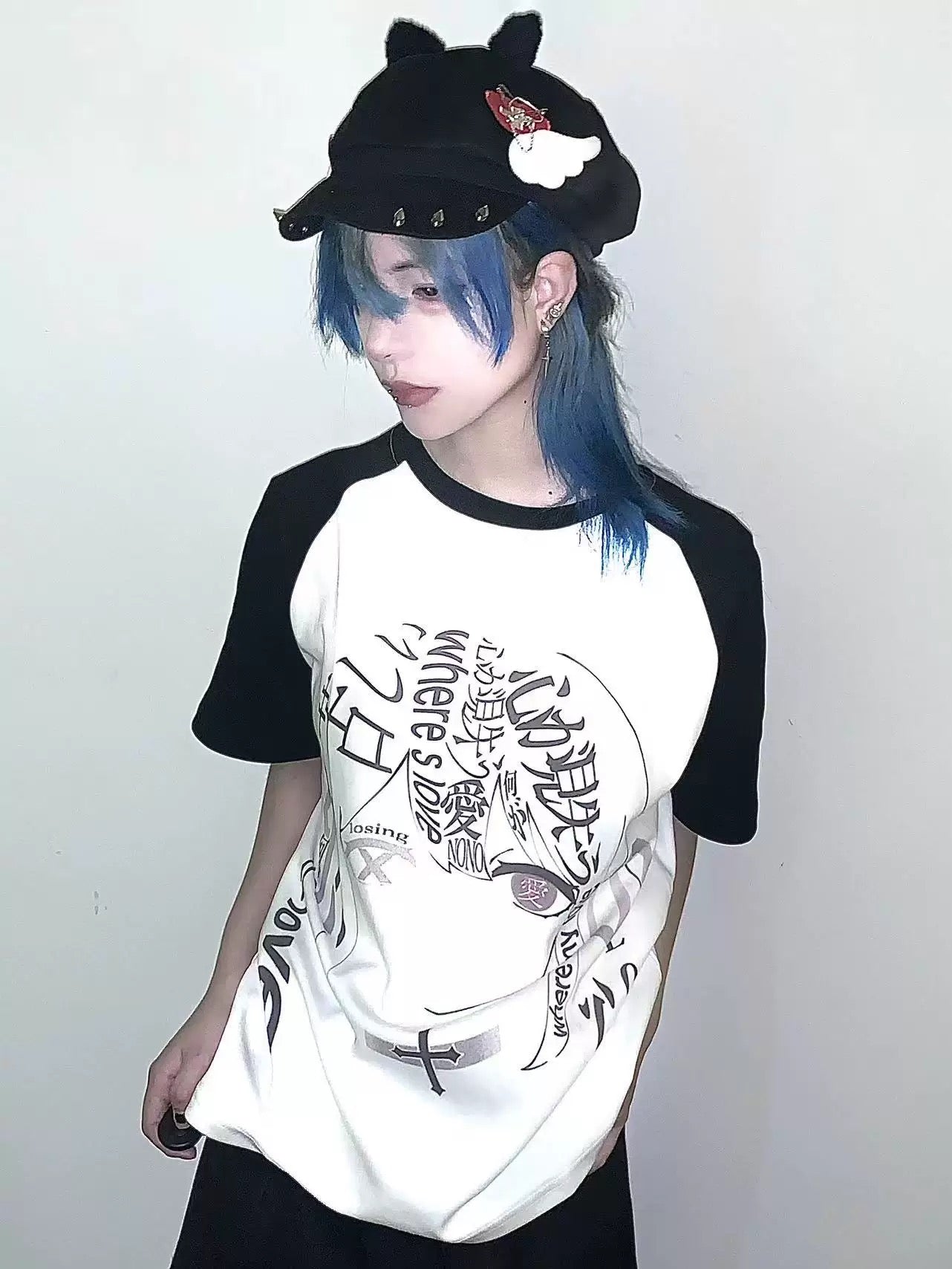 Harajuku Anime Graphic T-Shirt Yami Kawaii Loose Fit Cotton Tee for Men Women