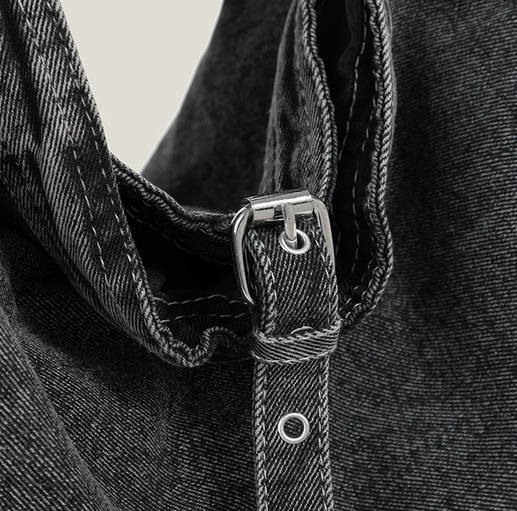 Washed Denim Tote Shoulder Bag Women Casual Slouchy Oversized Crossbody Handbag Large Capacity