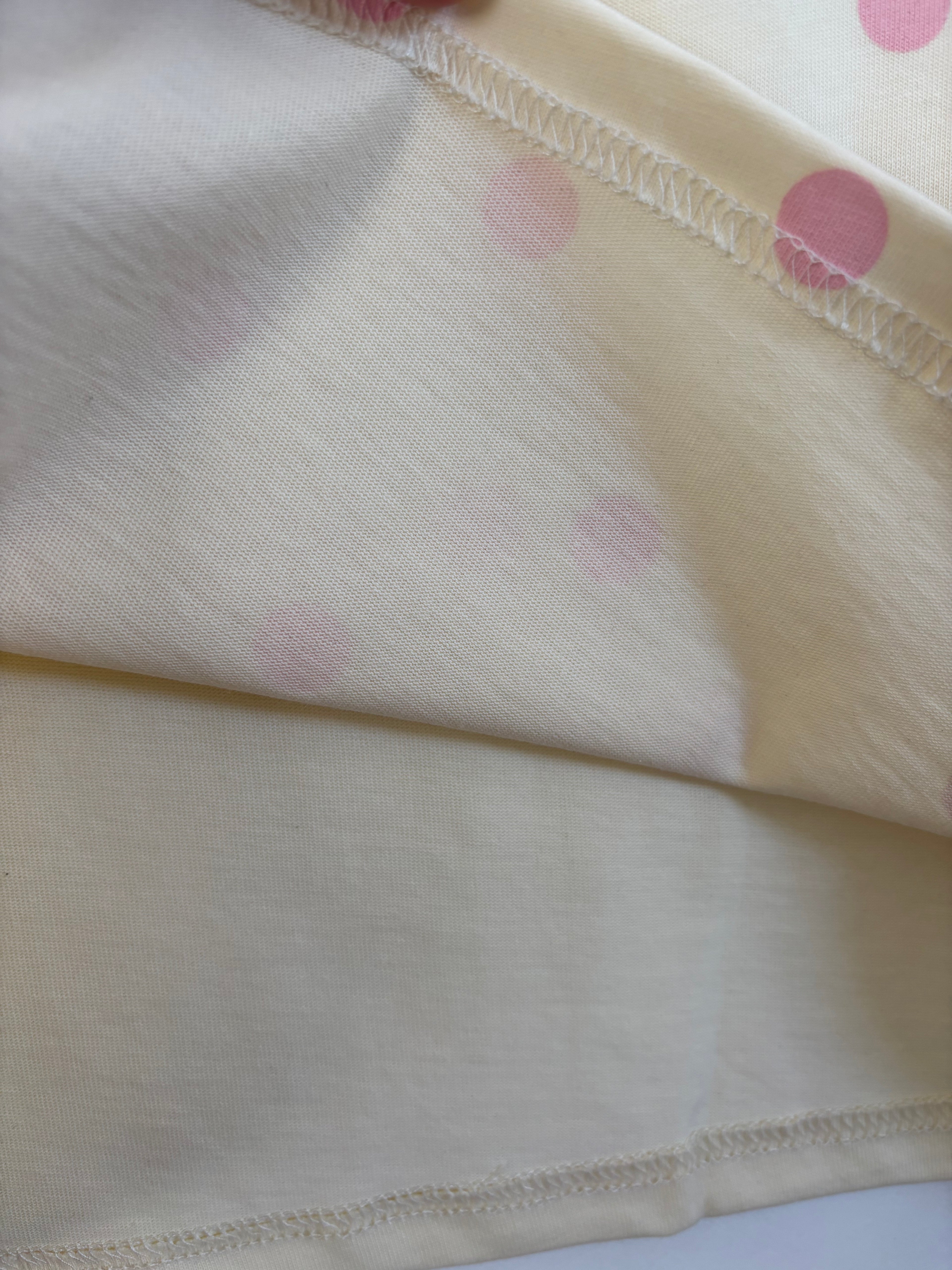 Cream kitty dots cotton T-shirt