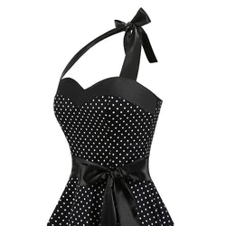 Long Retro Polka Dress For Ladies Lace Up A-line Bow Off Shoulder Party Dresses