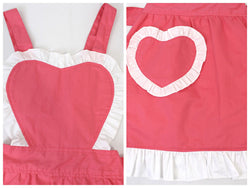 Cute Women's Apron Heart Pocket Lace Edge Cosplay Maid Dressing Apron Backless