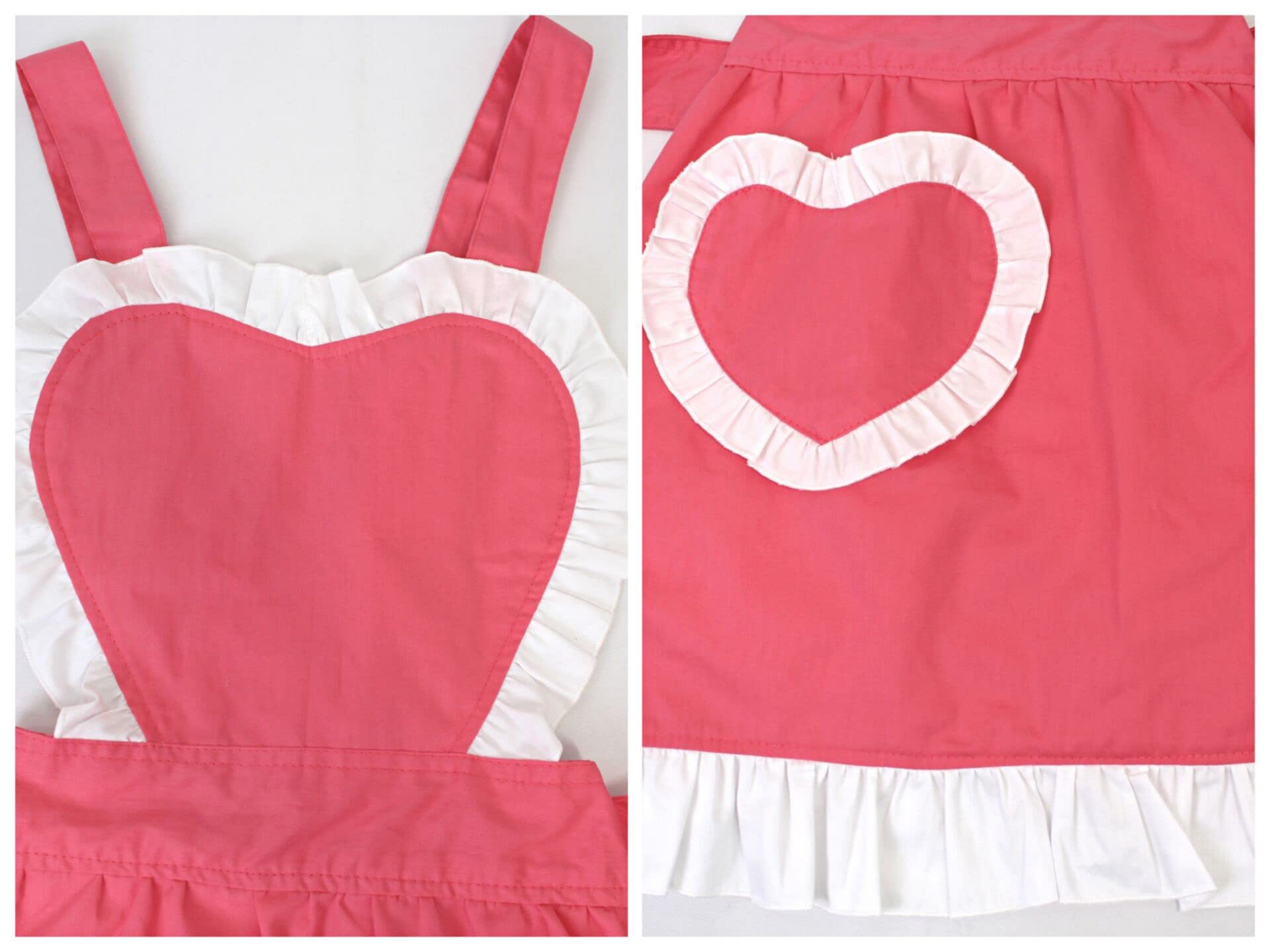 Cute Women's Apron Heart Pocket Lace Edge Cosplay Maid Dressing Apron Backless