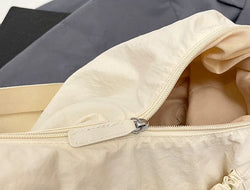 Cute Pink Nylon Shoulder Bag for Women Normal Capacity Casual Hobo Bag Double Zippers
