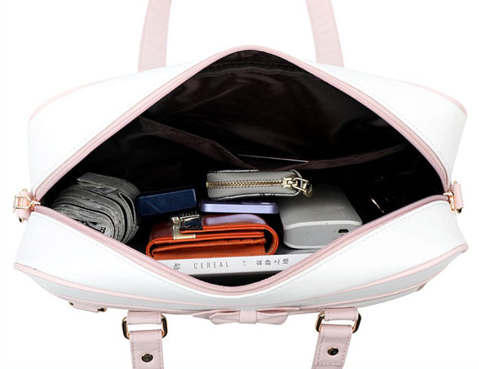 Kawaii Embroidered Bow Shoulder Bag for Girls Japanese JK School Uniform Style Satchel