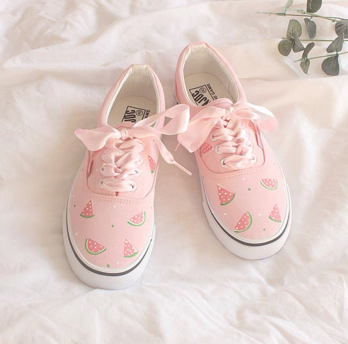Cute Summer Fruit Canvas Sneakers for Women Hand-Painted Graffiti Style Low-Top Casual Shoes