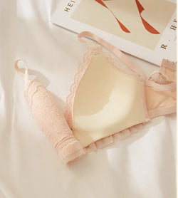 Sweet Lace Wireless Bra Set for Teen Girls Push Up Cotton Lingerie No Steel Ring