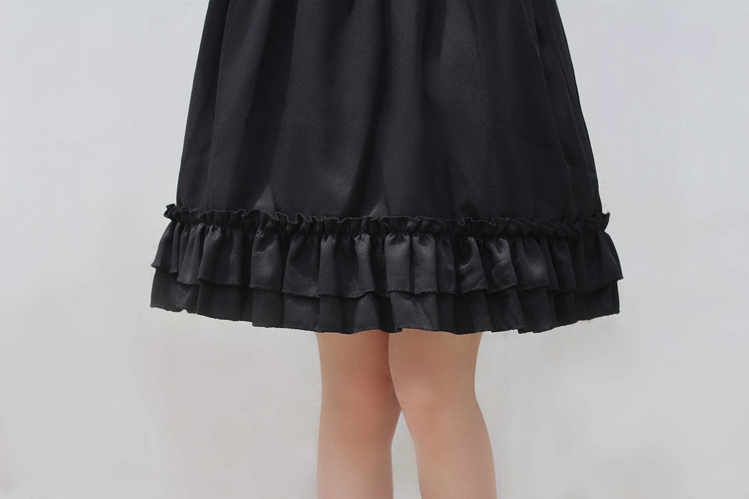 Gothic Lolita Black Dress for Women Long Sleeve Ruffled Moon Bow Dress Cute Kawaii Cosplay Outfit